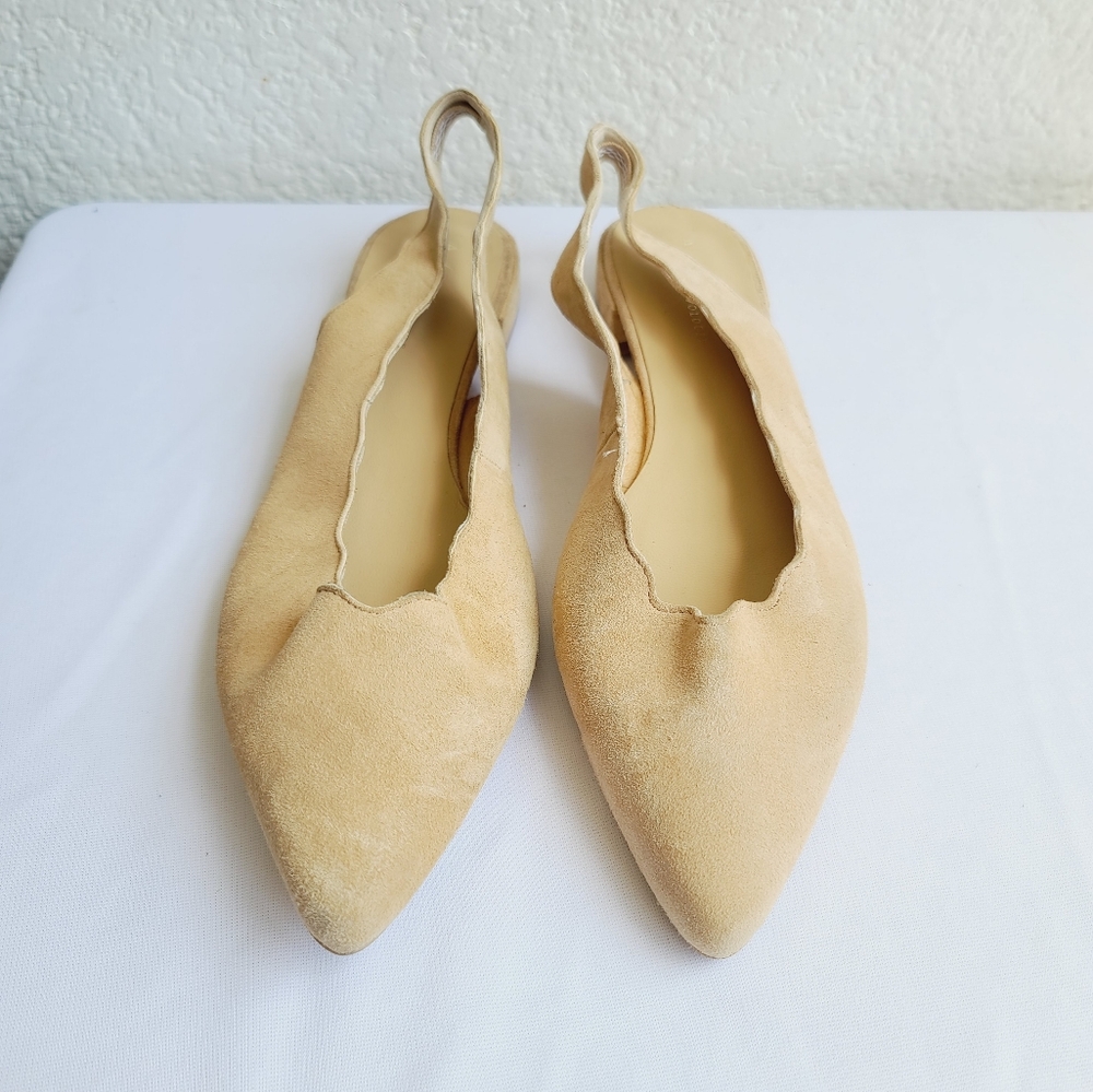 Anthropologie Scalloped Slingback Flats Size 10